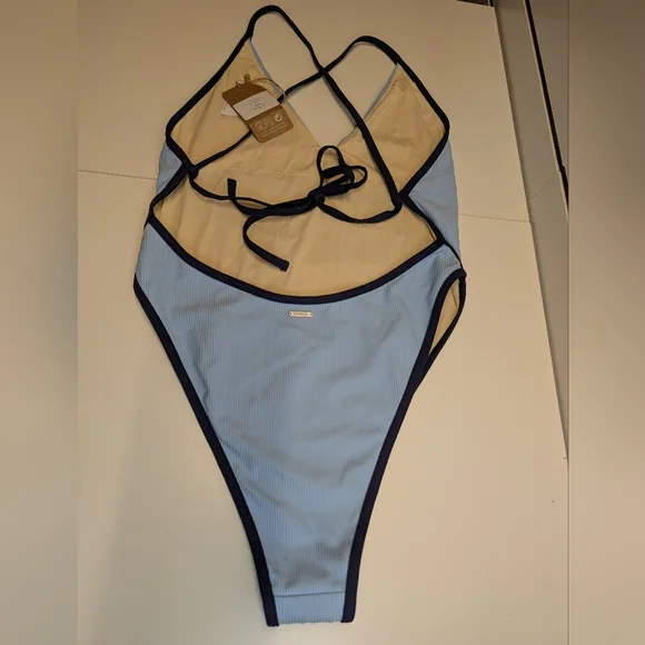 Berlook Blue Contrast Trim One-Piece Swimsuit Size Large NWT - Picture 7 of 13